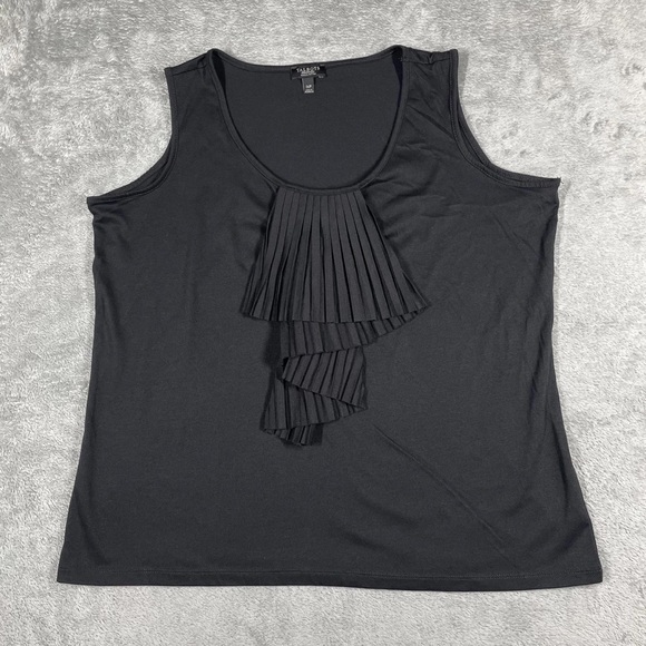 Talbots Black Ruffle Front Top - Picture 2 of 2